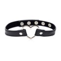 XR Brands - Czarny Choker w kształcie serca chromowanego XR Brands