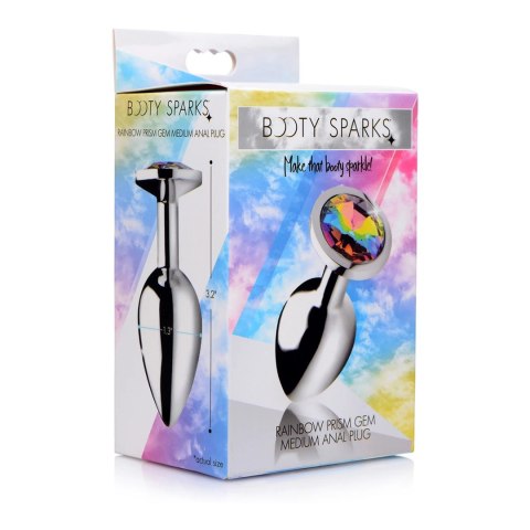 XR Brands - Korek analny z tęczowym diamentem - średni XR Brands XR Brands - Korek analny z tęczowym diamentem - średni XR Brands