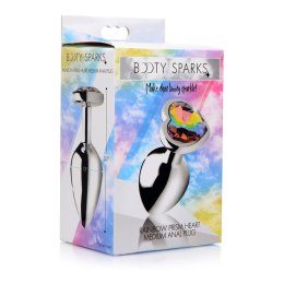 XR Brands - Korek analny z tęczowym diamentem w kształcie serca - średni XR Brands