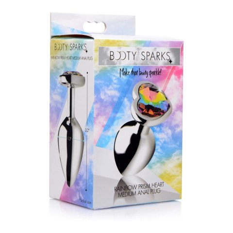 XR Brands - Korek analny z tęczowym diamentem w kształcie serca - średni XR Brands XR Brands - Korek analny z tęczowym diamentem w kształcie serca - średni XR Brands