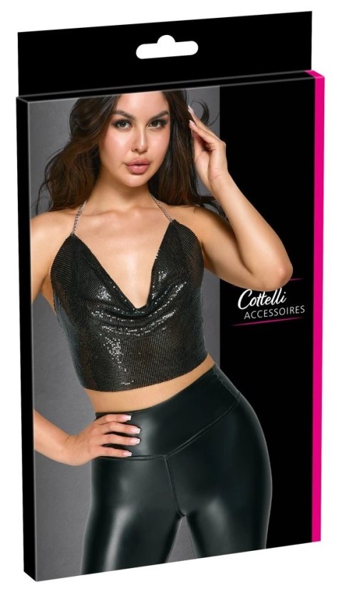 Cottelli ACCESSOIRES - Czarny Top Bez Pleców Z Cekinów Na Srebrnym Łańcuszku Cottelli ACCESSOIRES