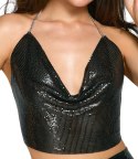 Cottelli ACCESSOIRES - Czarny Top Bez Pleców Z Cekinów Na Srebrnym Łańcuszku Cottelli ACCESSOIRES