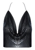 Cottelli ACCESSOIRES - Czarny Top Bez Pleców Z Cekinów Na Srebrnym Łańcuszku Cottelli ACCESSOIRES