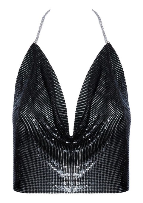 Cottelli ACCESSOIRES - Czarny Top Bez Pleców Z Cekinów Na Srebrnym Łańcuszku Cottelli ACCESSOIRES Cottelli ACCESSOIRES - Czarny Top Bez Pleców Z Cekinów Na Srebrnym Łańcuszku Cottelli ACCESSOIRES