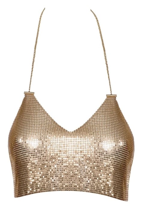 Cottelli ACCESSOIRES - Złoty Top Z Łańcuszkiem Na Szyi I Plecach Cottelli ACCESSOIRES Cottelli ACCESSOIRES - Złoty Top Z Łańcuszkiem Na Szyi I Plecach Cottelli ACCESSOIRES