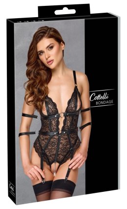 Cottelli BONDAGE - Koronkowe Body Bez Krocza Z Mankietami Na Nadgarstki XL Cottelli BONDAGE