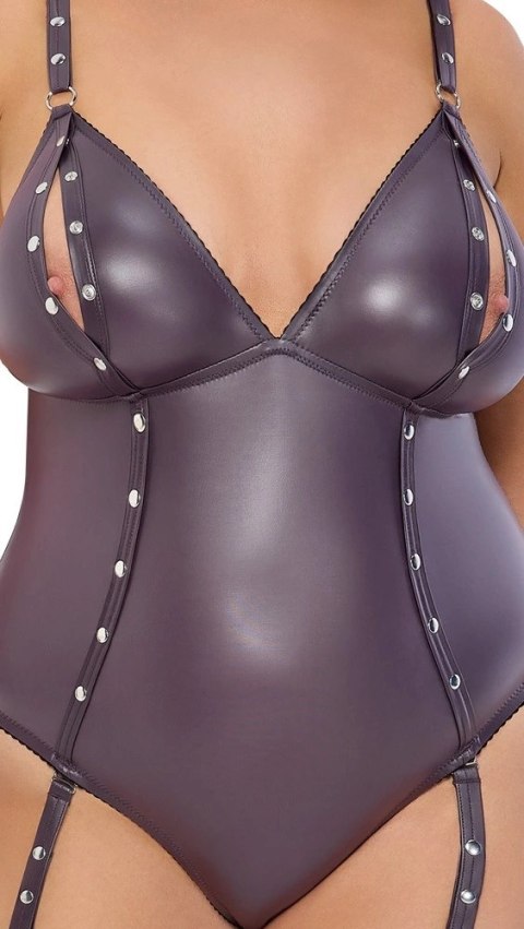 Cottelli BONDAGE - Matowe Body Z Kajdankami I Mankietami Na Uda Fioletowe 2XL Cottelli BONDAGE Cottelli BONDAGE - Matowe Body Z Kajdankami I Mankietami Na Uda Fioletowe 2XL Cottelli BONDAGE