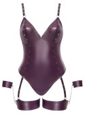 Cottelli BONDAGE - Matowe Body Z Kajdankami I Mankietami Na Uda Fioletowe 2XL Cottelli BONDAGE