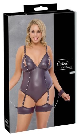 Cottelli BONDAGE - Matowe Body Z Kajdankami I Mankietami Na Uda Fioletowe 3XL Cottelli BONDAGE