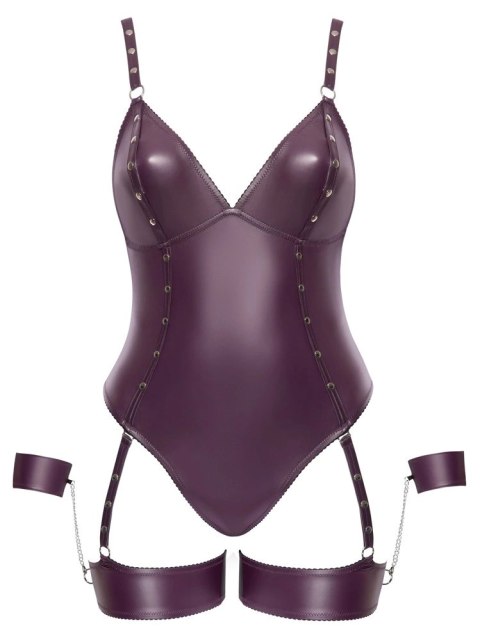 Cottelli BONDAGE - Matowe Body Z Kajdankami I Mankietami Na Uda Fioletowe 3XL Cottelli BONDAGE Cottelli BONDAGE - Matowe Body Z Kajdankami I Mankietami Na Uda Fioletowe 3XL Cottelli BONDAGE