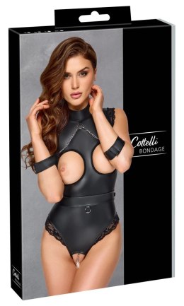 Cottelli BONDAGE - Seksowne Matowe Body Bez Krocza I Biustu Czarne S Cottelli BONDAGE