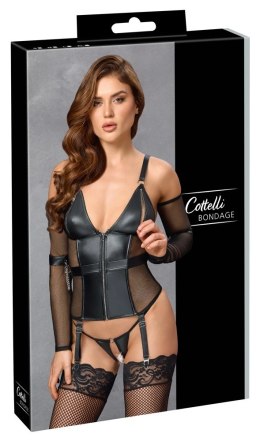 Cottelli BONDAGE - Seksowny Matowy Top Ze Stringami Bez Krocza Czarny L Cottelli BONDAGE