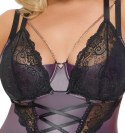 Cottelli CURVES - Seksowna Matowa Koszulka Z Szelkami + Stringi Bez Krocza 90D/XL Cottelli CURVES