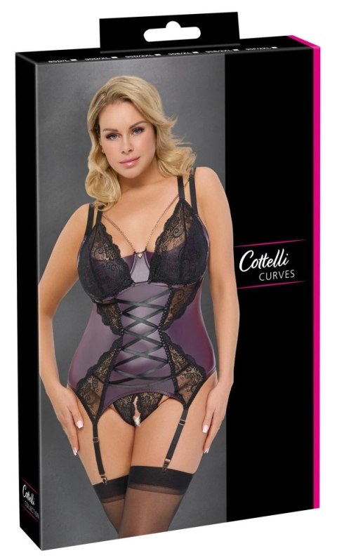 Cottelli CURVES - Seksowna Matowa Koszulka Z Szelkami + Stringi Bez Krocza 95F/2XL Cottelli CURVES