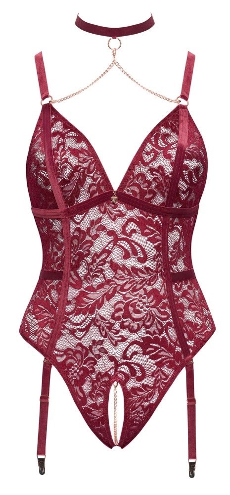 Cottelli CURVES - Seksowne Czerwone Body Bez Krocza Z Delikatnej Koronki 3XL Cottelli CURVES Cottelli CURVES - Seksowne Czerwone Body Bez Krocza Z Delikatnej Koronki 3XL Cottelli CURVES