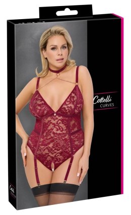 Cottelli CURVES - Seksowne Czerwone Body Bez Krocza Z Delikatnej Koronki XL Cottelli CURVES