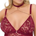 Cottelli CURVES - Seksowne Czerwone Body Bez Krocza Z Delikatnej Koronki XL Cottelli CURVES