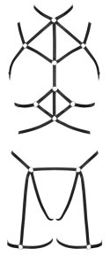 Cottelli LINGERIE - 3-Częściowy Zestaw Uprzęży Z Paseczków Czarny S-L Cottelli LINGERIE