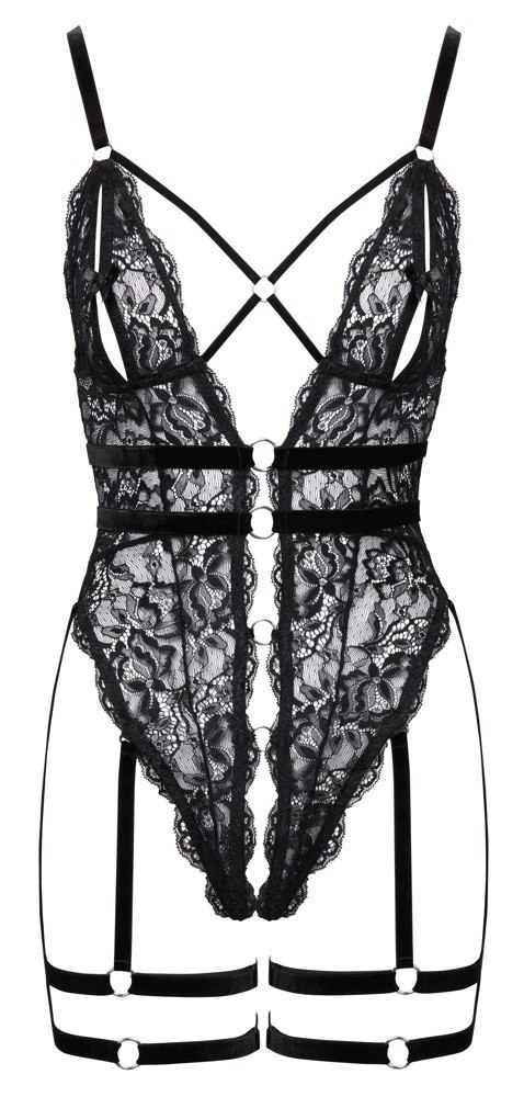 Cottelli LINGERIE - Koronkowe Body Bez Krocza Z Paskami Do Pończoch XL Cottelli LINGERIE Cottelli LINGERIE - Koronkowe Body Bez Krocza Z Paskami Do Pończoch XL Cottelli LINGERIE