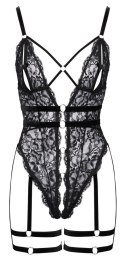 Cottelli LINGERIE - Koronkowe Body Bez Krocza Z Paskami Do Pończoch L Cottelli LINGERIE