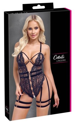 Cottelli LINGERIE - Koronkowe Body Bez Krocza Z Paskami Do Pończoch S Cottelli LINGERIE