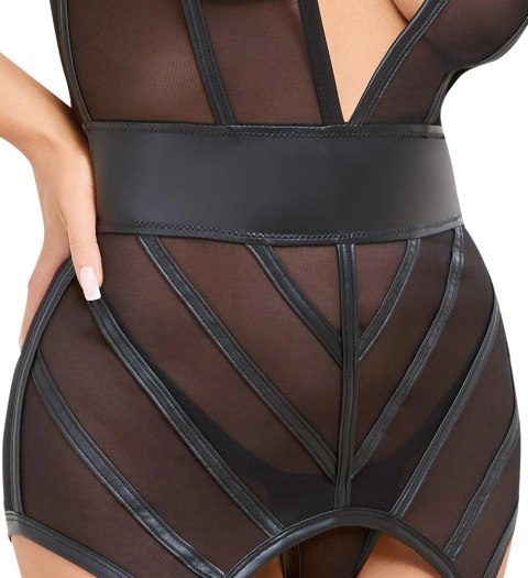 Cottelli LINGERIE - Seksowna Koszulka Z Paskami Do Pończoch + Stringi Czarne XL Cottelli LINGERIE Cottelli LINGERIE - Seksowna Koszulka Z Paskami Do Pończoch + Stringi Czarne XL Cottelli LINGERIE