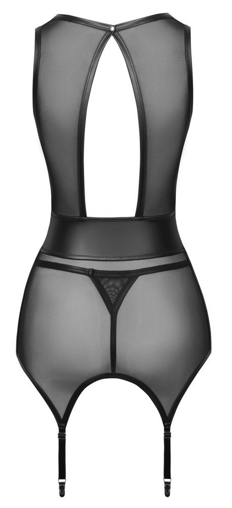 Cottelli LINGERIE - Seksowna Koszulka Z Paskami Do Pończoch + Stringi Czarne L Cottelli LINGERIE Cottelli LINGERIE - Seksowna Koszulka Z Paskami Do Pończoch + Stringi Czarne L Cottelli LINGERIE