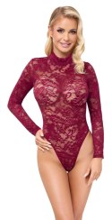 Cottelli LINGERIE - Seksowne Koronkowe Body Z Długim Rękawkiem Czerwone 2XL Cottelli LINGERIE