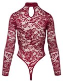 Cottelli LINGERIE - Seksowne Koronkowe Body Z Długim Rękawkiem Czerwone 2XL Cottelli LINGERIE