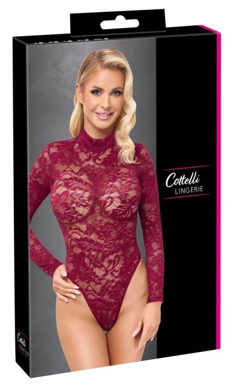 Cottelli LINGERIE - Seksowne Koronkowe Body Z Długim Rękawkiem Czerwone M Cottelli LINGERIE Cottelli LINGERIE - Seksowne Koronkowe Body Z Długim Rękawkiem Czerwone M Cottelli LINGERIE