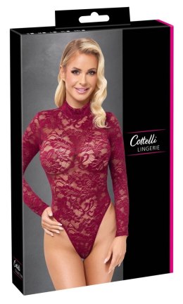 Cottelli LINGERIE - Seksowne Koronkowe Body Z Długim Rękawkiem Czerwone S Cottelli LINGERIE