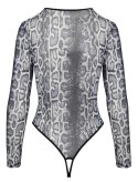 Cottelli LINGERIE - Seksowne Panterkowe Body Z Długim Rękawkiem M Cottelli LINGERIE