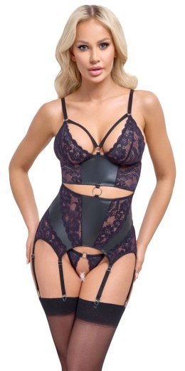 Cottelli LINGERIE - Seksowny Matowy Top Do Pończoch I Stringi Bez Krocza S Cottelli LINGERIE
