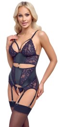 Cottelli LINGERIE - Seksowny Matowy Top Do Pończoch I Stringi Bez Krocza S Cottelli LINGERIE