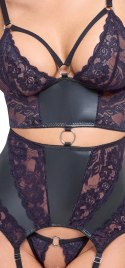 Cottelli LINGERIE - Seksowny Matowy Top Do Pończoch I Stringi Bez Krocza S Cottelli LINGERIE