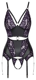 Cottelli LINGERIE - Seksowny Matowy Top Do Pończoch I Stringi Bez Krocza S Cottelli LINGERIE