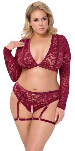 Cottelli CURVES - Seksowny Czerwony Koronkowy Komplecik Z Topem I Majteczkami 2XL Cottelli CURVES