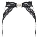 Cottelli LINGERIE - Seksowny Koronkowy Pas Do Pończoch Ze Srebrnymi Detalami L/XL Cottelli LINGERIE