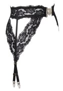 Cottelli LINGERIE - Seksowny Koronkowy Pas Do Pończoch Ze Srebrnymi Detalami L/XL Cottelli LINGERIE