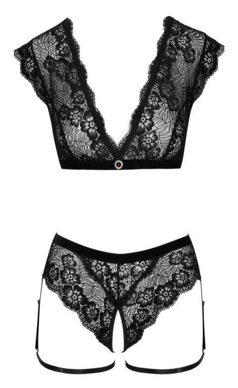 Cottelli LINGERIE - Seksowny Koronkowy Top I Majtki Bez Krocza Czarne L Cottelli LINGERIE Cottelli LINGERIE - Seksowny Koronkowy Top I Majtki Bez Krocza Czarne L Cottelli LINGERIE