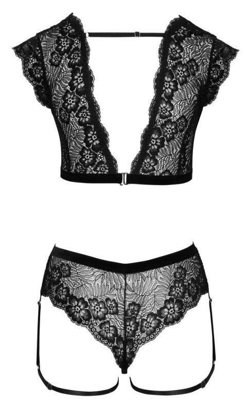 Cottelli LINGERIE - Seksowny Koronkowy Top I Majtki Bez Krocza Czarne L Cottelli LINGERIE Cottelli LINGERIE - Seksowny Koronkowy Top I Majtki Bez Krocza Czarne L Cottelli LINGERIE