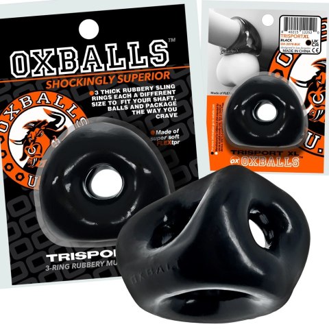 Oxballs - Tri-Sport XL Pierścień Na Penisa Z 3 Otworami Czarny Oxballs Oxballs - Tri-Sport XL Pierścień Na Penisa Z 3 Otworami Czarny Oxballs