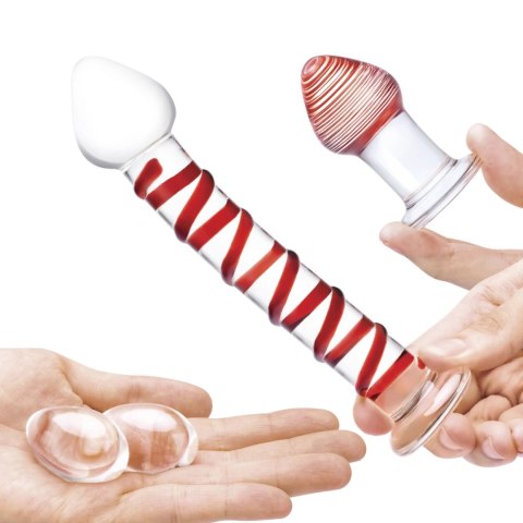 Szklane dildo, korek analny i jajeczka - Glas Mr. Swirly Set Glas Szklane dildo, korek analny i jajeczka - Glas Mr. Swirly Set Glas