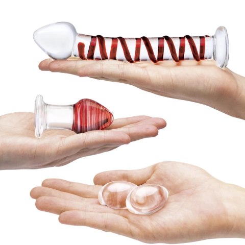Szklane dildo, korek analny i jajeczka - Glas Mr. Swirly Set Glas Szklane dildo, korek analny i jajeczka - Glas Mr. Swirly Set Glas