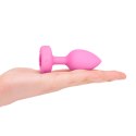Zdalnie sterowany plug analny - B-Vibe Vibrating Heart Plug S/M Pink B-Vibe