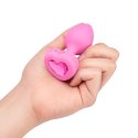 Zdalnie sterowany plug analny - B-Vibe Vibrating Heart Plug S/M Pink B-Vibe