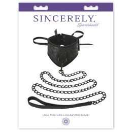 Obroża i smycz - Sportsheets Sincerely Lace Posture Collar & Leash Sportsheets