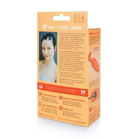 Plug analny wibrujący - B-Vibe Texture Plug Swirl Orange B-Vibe Plug analny wibrujący - B-Vibe Texture Plug Swirl Orange B-Vibe