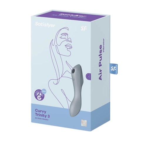 Wibrator z masażerem powietrznym - Satisfyer Curvy Trinity 3 Blue Grey Satisfyer Wibrator z masażerem powietrznym - Satisfyer Curvy Trinity 3 Blue Grey Satisfyer
