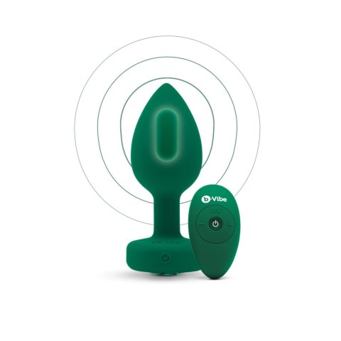Zdalnie sterowany plug analny - B-Vibe Vibrating Jewel Plug M/L Emerald B-Vibe Zdalnie sterowany plug analny - B-Vibe Vibrating Jewel Plug M/L Emerald B-Vibe
